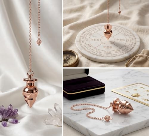 Image of Cone with Round Design Copper Pendulum for Reiki Healing, Dowsing & Chakra Balancing - Divination & Meditation Tool for Energy Cleansing