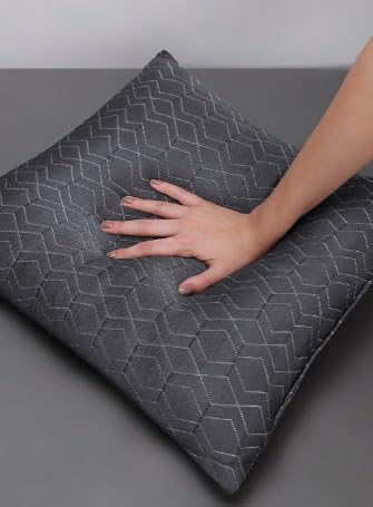 Image of Y & A'M Grey Embroidered Cushion for Sofa & Chair | Elegant Decorative Home Decor Accent with Soft Comfortable Design | Stylish Living Room Bedroom Seating Accessory | 16 x 16 Inch (Grey-emboridry, 1)