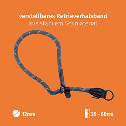 Floxik Retrieverhalsband grau | Robustes Dressurhalsband mit Zugstopp für mittelgroße und große Hunde, Halsumfang 30-60 cm, Ø 1,2 cm