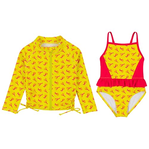 Image of SwimZip Girls' Long Sleeve Rash Guard & 1-Piece Swimsuit - UPF 50 Sun Protection