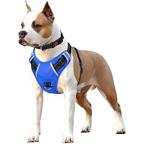Big Dog Harness No Pull Adjustable Pet Reflective Oxford Soft Vest for Large Dogs Easy Control Harness (M, Blue) Cover