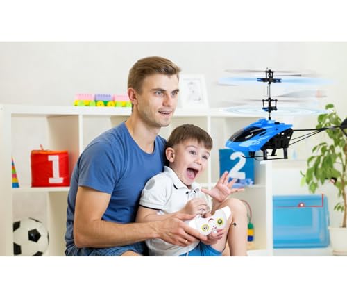 Image of RC Helicopter with Hand Gravity Sensor for Kids Flying Remote Control Toy, Chargeable LED Light & Smart Safety Sensor, Indoor Outdoor Play, for Boys & Girls - Pack of 1 ((Blue)