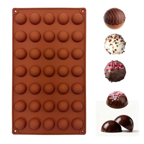 duoyif Stampo Semisfera Silicone Ø 2.5 cm 35 Cavità Senza BPA Stampi per Cioccolato Semi-Sfera Stampi da Forno per Piccola Palla Cioccolato Torta Sfere Biscotti Praline (35Cavità Ø2.5cm)