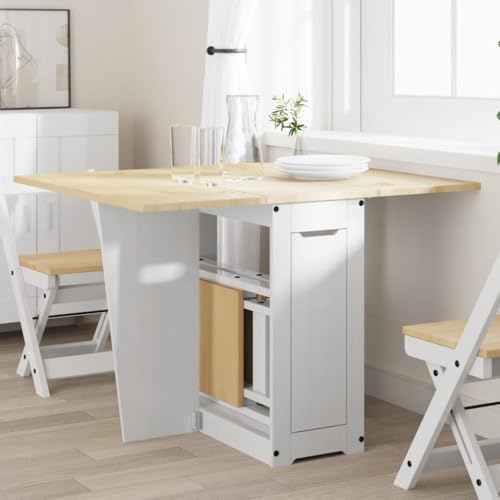 Générique Table à Manger Papillon Pliable Corona Blanc Bois de pin Massif,Tables à Manger,4013435