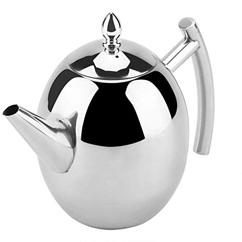 Stainless Steel tea pot, 1/1.5 Liter Teapot Coffee Pot Tea Kettle with Removable Insufer for Loose Tea(1500ML)