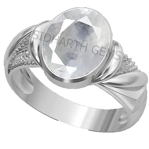 Anillo de plata ajustable de ratán con zafiro blanco que se adapta a tu medida