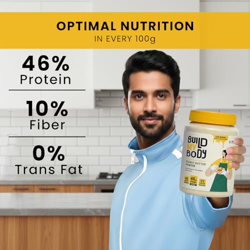 Image of Build My Body | BMB - Original Peanut Butter Powder | 46g Protein | Makes 900g Peanut Butter Spread | Classic American Taste | No Preservatives | 1 /3 the Calories | 4x Less Fat | Spread, Blend, Mix or Bake | Perfect for Every Protein Fix | 410 g