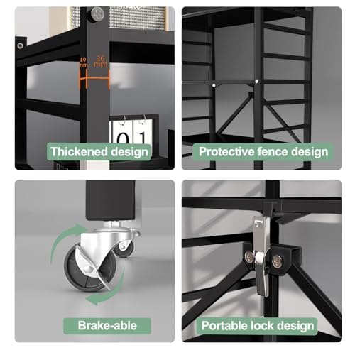 Estantería metálica Plegable de 3 Niveles para Ahorrar Espacio en Utensilios Cocina. Organizador móvil Garaje, lavandería y baño. Soluciones Herramientas Alta Resistencia.