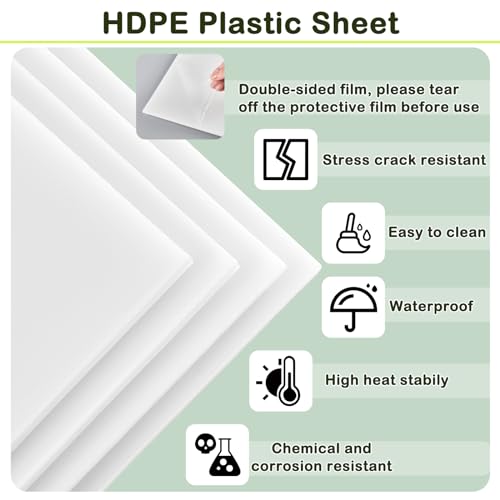 Image of Pangda 4 Pcs White Hdpe Plastic Sheet, 1 /4 inch Thick, Size 24 inch x 12 inch, Waterproof High Density Polyethylene Board Flexible Hdpe Sheet Polyethylene Sheet Hdpe Board for Displays Modeling DIY Projects