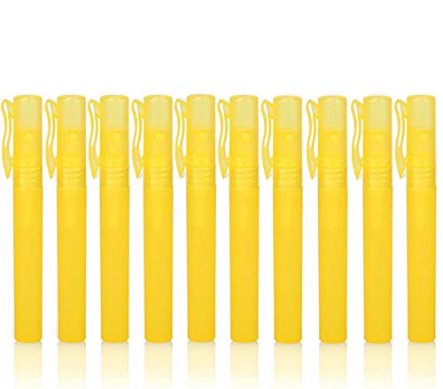 USRommaner Frascos Atomizadores Recarregáveis de Névoa Fina 10 mL, Amarelo Fosco, Pacote com 10