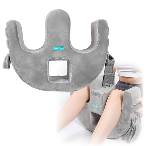 ERRULAN Hollow Turning Pillow, Paralyzed Patient Comforts Roll Over Pad with Fixing Strap/Handles, U Elderly Anti-Decubitus Nursing Pillow, Elderly Assistance Products(Gray)