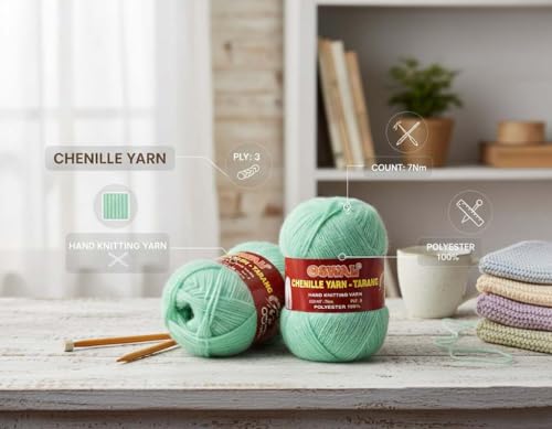 Image of M.G ENTERPRISE Knitting Wool Yarn, Soft Fancy Feather Wool Sea Green 500 gm Best Used with Knitting Needles, Soft Fancy Wool- Art-HGA