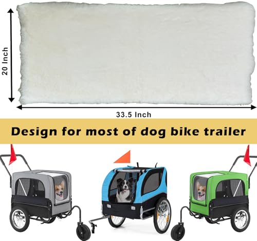 Dog Bike Trailer Pad for Large Dogs, 33.5\"X20\" Ultra Soft Non-Slip Pet Stroller Mattress Mat Folding Pet Carrier Crate Strolling Cart Pad Cushion, Beige