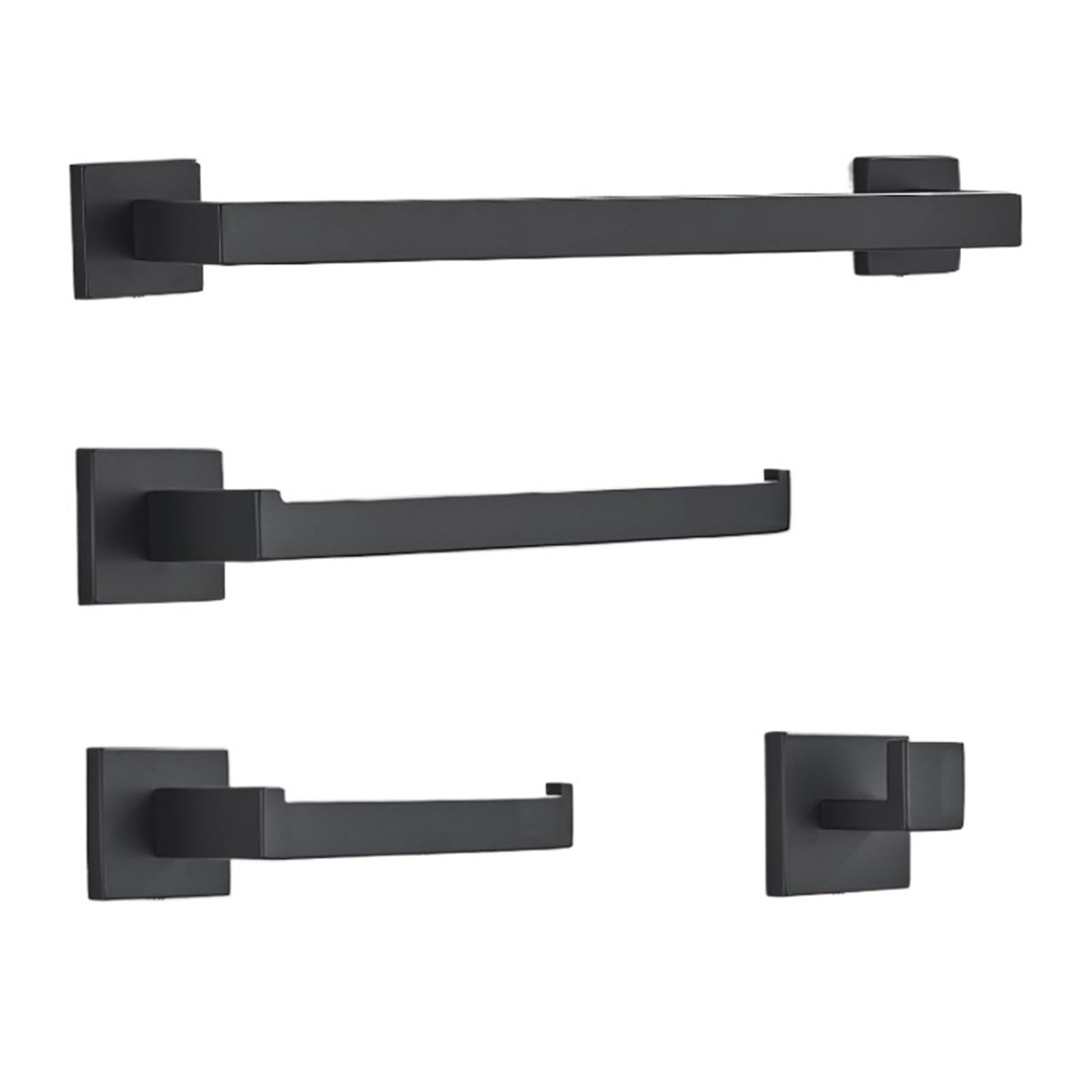Bathroom Hardware Black Robe Hook Towel Rail Bar Rack Shelf Hanger Tissue Toilet Roll Paper Holder Wall Accessories For DIY Tools(Black Set)