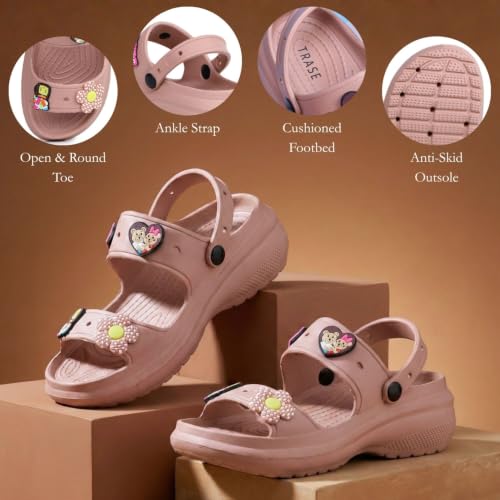 Image of TRASE Double Strap Clogs Sandals for Women | Daily Use Slippers with Adjustable Back Strap | Comfortable Lightweight Waterproof Anti Skid Casual Flip Flops