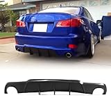 MagicDrift Rear Bumper Diffuser, Compatible with 2006-2013 Lexus IS250 IS350 Sedan, F-Sport Style PU Rear Lower Lip Valance Splitter, Unpainted Black, 1PC