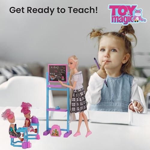 ToyMagic School Teacher Doll | Interactive Classroom Playset with Chalkboard, Student dolls, Desk, Books & Fun Accessories | Roleplay & Learning Toy for Age 3+ | Educational Gift to Inspire Creativity - Image 2 thumbnail