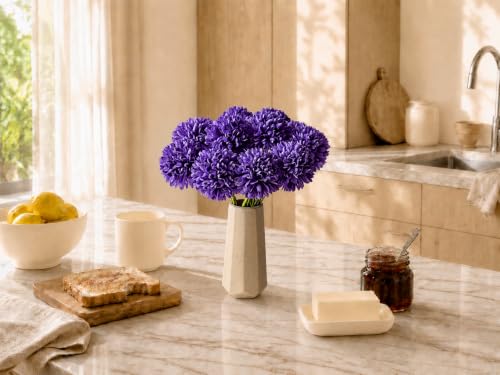 Image of Mandy's 12pcs Artificial Purple Ball Chrysanthemum Flowers