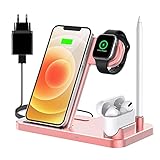 【Cargador rápido 4 en 1 con adaptador Fast 3.0】 El cargador inductivo rápido inalámbrico, que es compatible con teléfonos habilitados para Qi, Apple Watch, AirPods y Apple Pencil, puede cargar rápidamente estos dispositivos de forma inalámbrica al mismo tiempo. El paquete de chagrer inalámbrico con adaptador de carga rápida 3.0 para una experiencia de carga rápida.
