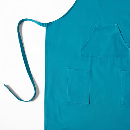 Image of HPD Half Price Drapes Aprons for Men Women with Large Pockets Adjustable Unisex PRTW-S02-AP Solid Cotton, 27 X 34 Inch, Capri Teal