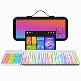 PopuPiano Portable Smart Piano Keyboard with Rainbow Light Keys, Interactive Lessons, MIDI, Expandable Keys, 100+ Chords, 256+ Tones, Visual Game Exercises - for Phone/PC/Tablet/Speaker