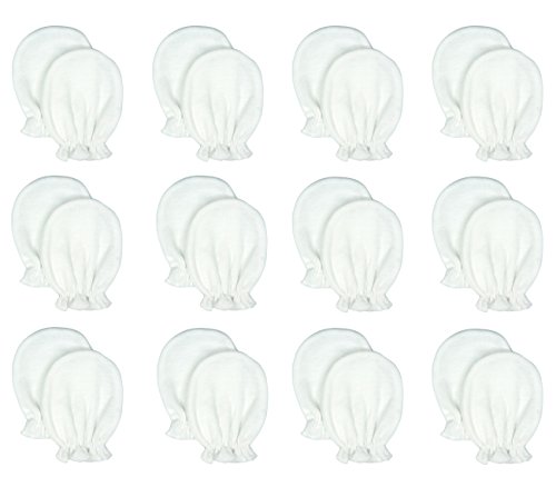 12 Pairs Unisex-Baby No Scratch Mittens, 100% Cotton, Solid Color