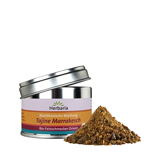 Herbaria Tajine Marrakesch bio 40g S-Dose - fertige Bio-Gewürzmischung für marokkanische Tajine-Gerichte mit erlesenen Zutaten - in nachhaltiger Aromaschutz-Dose