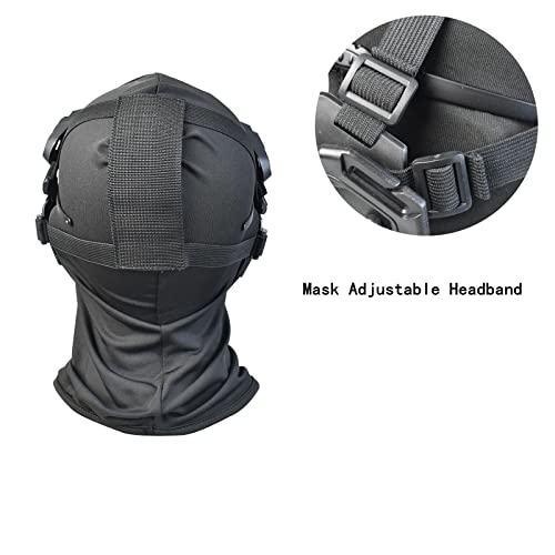 Tactical Full Face Masks With Tactical Goggles,Cs Tactical Knight Mask Protective Paintball Eye Protection Cosplay Costume Movie Shooting For Men (Blcak With Rail) #TOP3