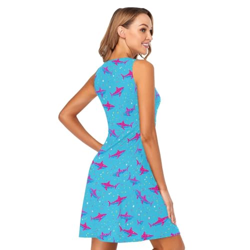 Image of ALAZA Women's Summer Dress Sun Dress Sleeveless with Pockets