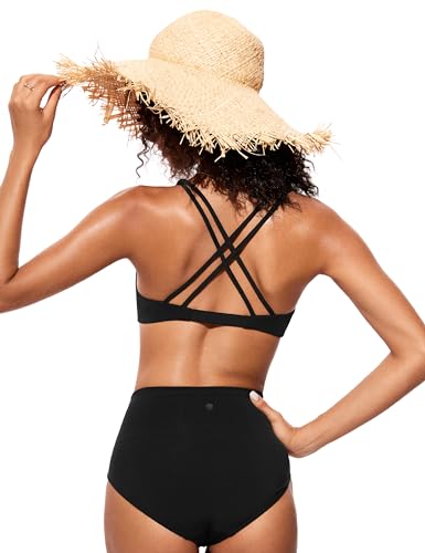 CRZ YOGA Womens V Neck Bikini Tops Twist Front Triangle Sexy Bathing Suit Criss Cross Back Swimsuit Padded2