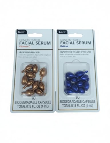 Concentrated facial serum Retinol y Vitamin C | 2 pack | Biodegradable Capsules | Antiarrugas, Iluminador and Reafirmante