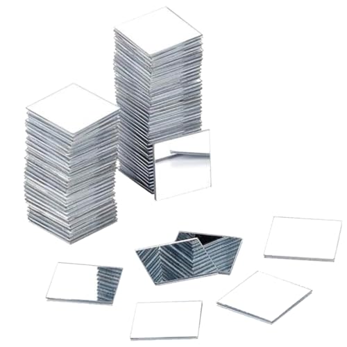 Lufdegim 50 unidades de miniespelhos autocolantes quadrados, 5 x 5 cm, espelho acrílico para artesanato, pequenos azulejos de espelho para casa, parede, artesanato, mesa, cozinha, decoração