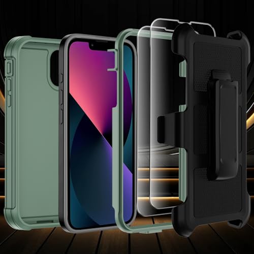 for iPhone 13 Case with Belt Clip Holster,Anti-Drop Shockproof (Green) - image 5