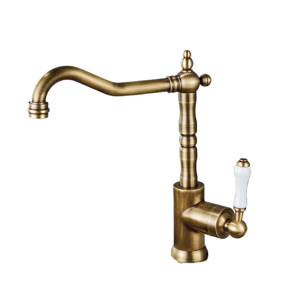 Blyqxs Antique Kitchen Faucet European Kitchen Faucet Cold And Hot 360 Degree Rotating Faucet Single Handle Basin Faucet 9161(Antique)