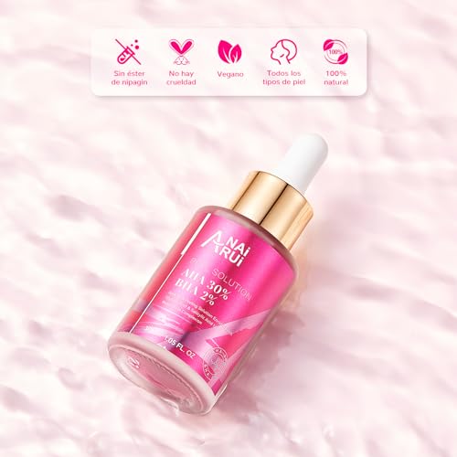 ANAiRUi Solución Peel Facial con AHA + BHA - suero exfoliante en 5-10 minutos, con Aloe Vera y vitamina C, limpieza de los poros, protección solar, reducción de las manchas, 30ml - imagen 8