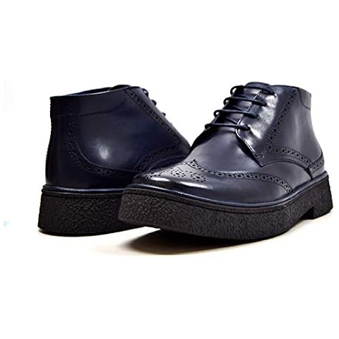 British Collection Playboy Classic Wingtip Chukka Navy Leather Boot 7.5 Cover