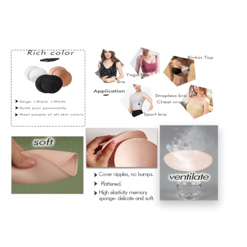 Image of WMugthome 3 Pair oval Sewn Bra Pads Inserts For Women