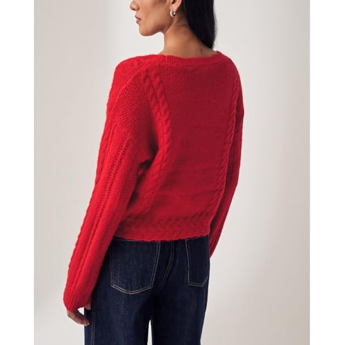 Image of Women Y2K Solid Color Knit Cardigan Long Sleeve V Neck Bow Button Open Front Sweater Top Vintage Going Out Knitwear