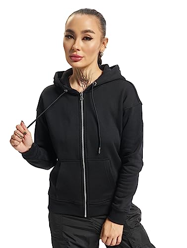 Urban Classics Damen Klassieke Hoodie Met Rits Strickjacke, Schwarz (Black 00007), M