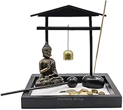 Jardim Zen com Buda Hindu, Sino e Incenso - Preto e Dourado