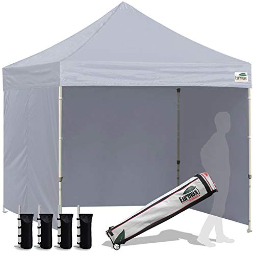 Image of Eurmax USA 8x8 Pop Up Canopy Tent,Commercial Tent with Patented No-Tip Rolling Bag,4 Zippered Removable Walls,UV & Water Resistant Canopy Top,Heavy Duty Outdoor Gazebo,Instant Shelter(Gray)