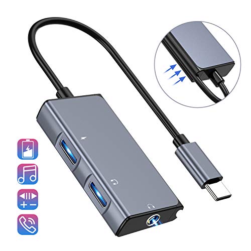 USB C to Headphone Adapter, 3 in 1 USB C to 3.5mm Audio
