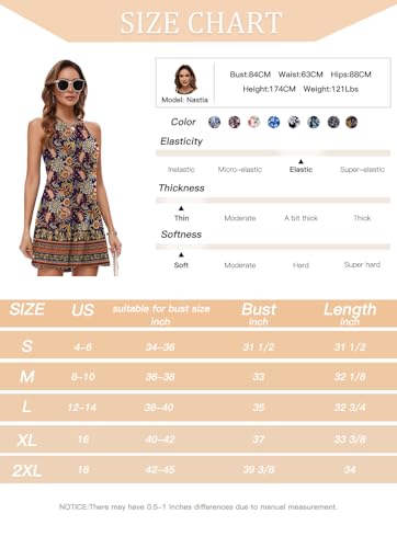 Image of ANYFITTING Summer Dress with Built in Bra Casual Beach Sundress Flowy Halter Mini Short Dresses for Women 2026