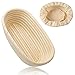 Cestino Lievitazione, Ovale da Lievitazione ø 25 cm, Cestino per Pane Rattan Fatto Mano con Fodera in Tessuto, Può contenere 1 kg di impasto
