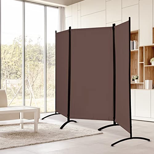 Grezone Large Folding Panel Portable Stand Room Dividers Privacy Screen For Bedroom Dining Room Screens Living Room Curtains Partition Home Office Dorm Separation (Brown, Three Panel) #TOP1