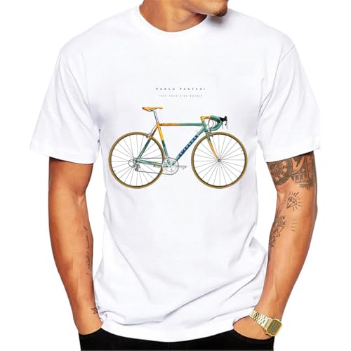 Men Short Sleeve Vintage Collection of The Marco Pantani Bike from 1998 Print T-Shirt Boy Casual White Tees Bicycles Tops