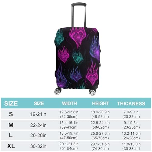 Glowing Neon Goth Flames Luggage Covers Washable Travel Suitcase Cover Elastic Baggage Protector2