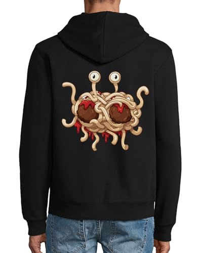 Sweat Flying Spaghetti Monster avec art coloré et zip pratique