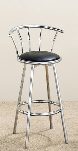 Set of 2 29" H Retro Black Swivel Chrome Barstools