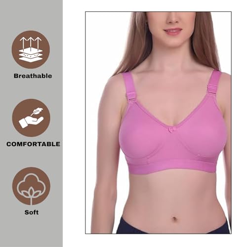 Image of Viral Girl Women's Wire-Free Cotton Hosiery Bra | Non-Padded, Full Coverage, Adjustable Straps | Soft Comfortable Innerwear with Hook & Eye Closure for Everyday Use
